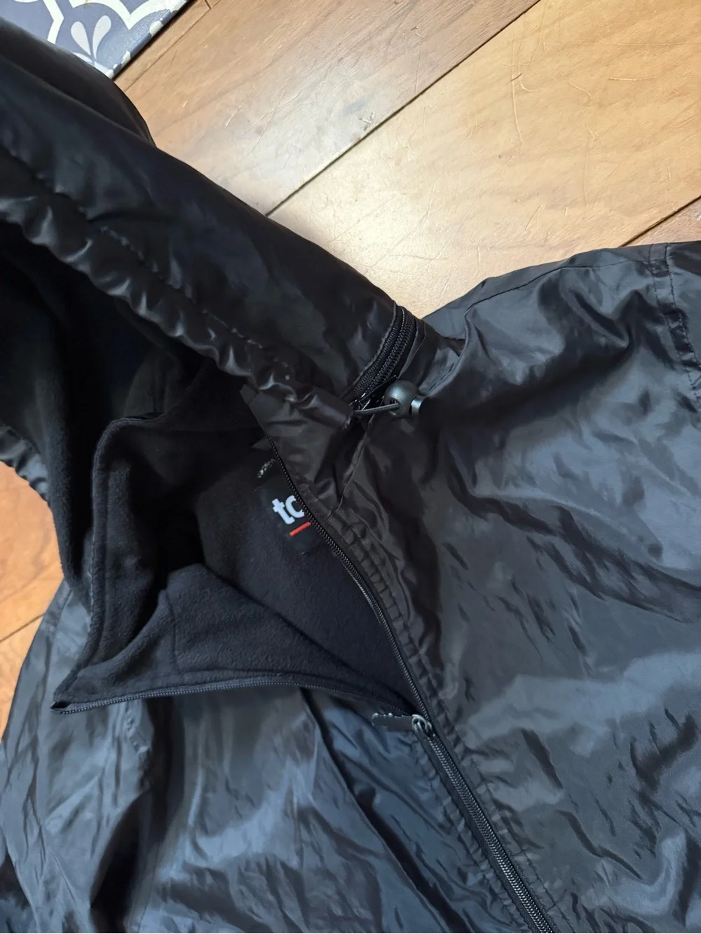 totes Black Hooded Windbreaker Jacket